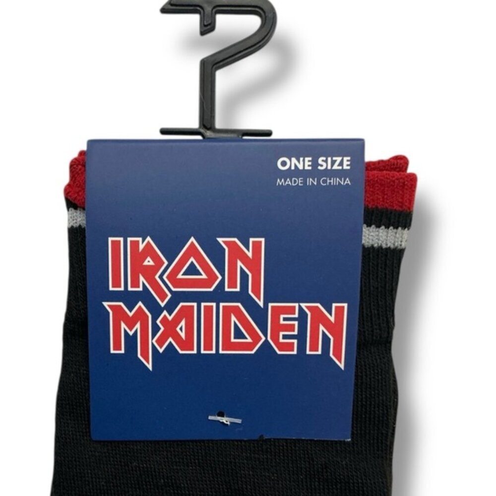 Iron Maiden Band Socks Novelty Fun Men’s Unisex Black Red Adult One Size 7-12 - Picture 3 of 16